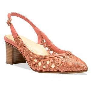 Sarah Flint Parker Sling 50 Coral Raffia $550 Handmade In Italy 7.5